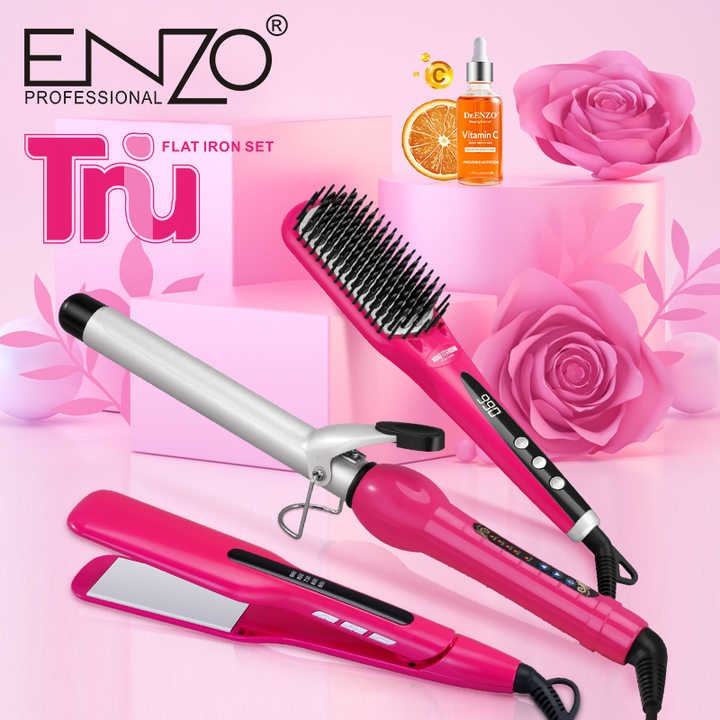 مكواة تجعيد الشعر الاحترافية 3 في 1 من ENZO