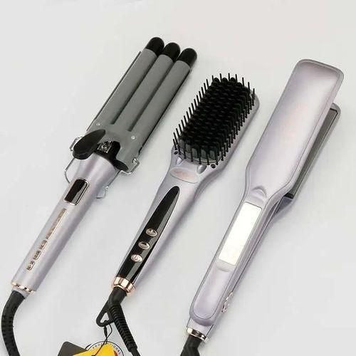ENZO EN-3956 fer plat peigne chaud 3 en 1 trois seaux fer à friser presse bigoudi personnel lisseur cheveux style brosse ensemble