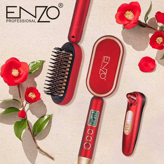 ENZO™ Brosse Lissante 5-en-1 – Coiffez, Lissez, Bouclez en Un Seul Geste