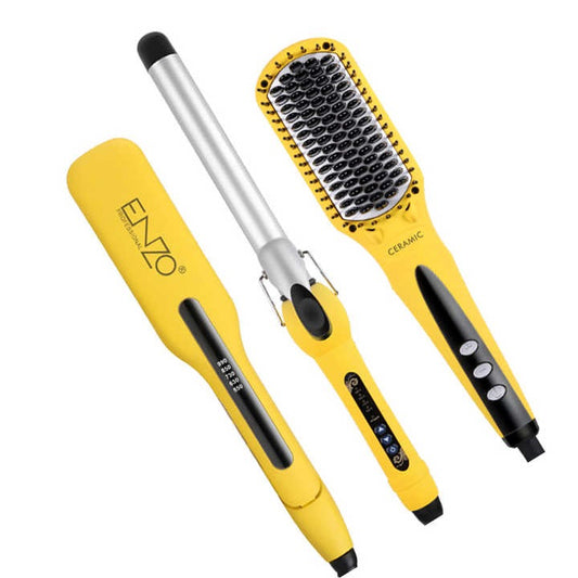 ENZO professionnel cheveux Style peigne beauté Kit de coiffure sèche-cheveux et brosse et fer à lisser ensemble de fer plat