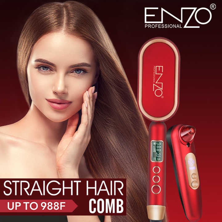 ENZO™ Brosse Lissante 5-en-1 – Coiffez, Lissez, Bouclez en Un Seul Geste